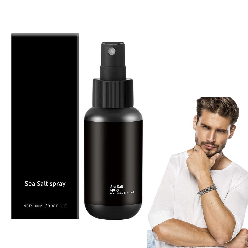 Sea Salt Spray,Sea Salt Spray for Straight & Wavy Hair,Natural Sea Salt Spray for Hair Men & Women,100ml Hair Texturizing & Volumizing Spray,Beach Style Hair For All Hair Types (black) - Image 1